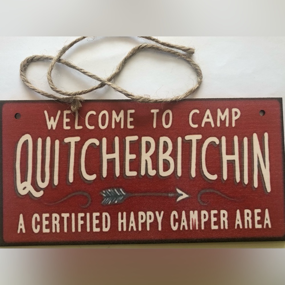 Wood sign with twine hanger